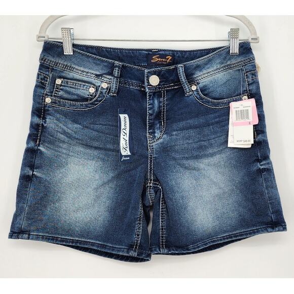 New NWT Seven‎ Jeans Knit Denim Shorts Size 6 Longer Length Mom Short Soft - Picture 1 of 7
